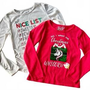 (2) Nickelodeon JoJo Siwa ~ Long Sleeve Holiday T-shirts ~ Size M(7/8)